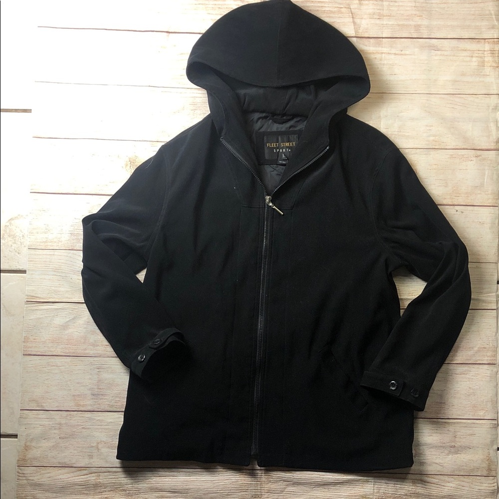 Fleet‎ Street Men's Black Hooded Jacket